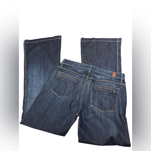 7 FOR ALL MANKIND A Pocket Flare  Button fly Jeans Women Size 28  VTG High -Rise - Picture 5 of 7